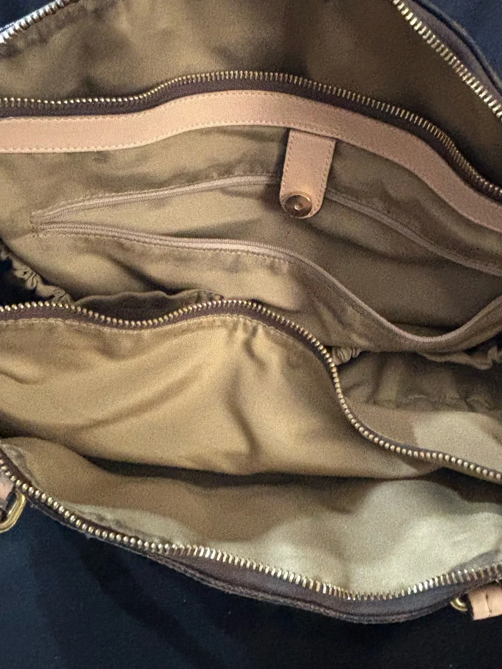 Coach diaper bag Brown Signature Tote with Tan Trim